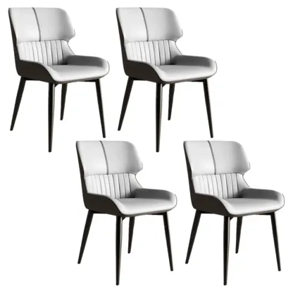 Leather Low Solid Back Armless Dining Side Chair Image - 26