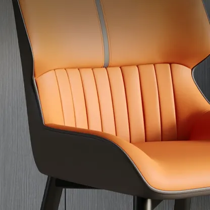 Leather Low Solid Back Armless Dining Side Chair Image - 10