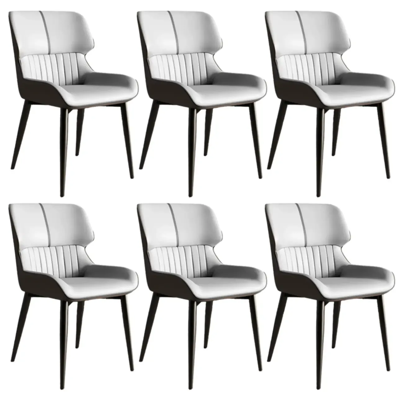 Leather Low Solid Back Armless Dining Side Chair Image - 27