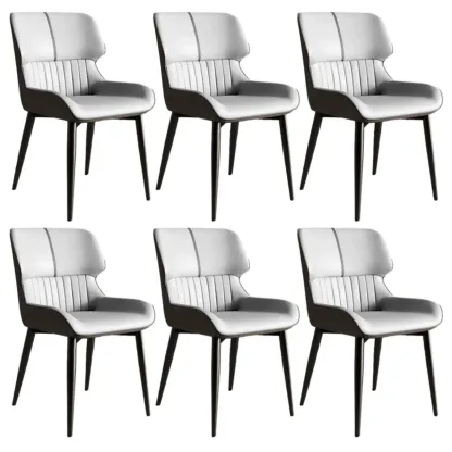 Leather Low Solid Back Armless Dining Side Chair Image - 27