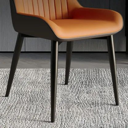 Leather Low Solid Back Armless Dining Side Chair Image - 11