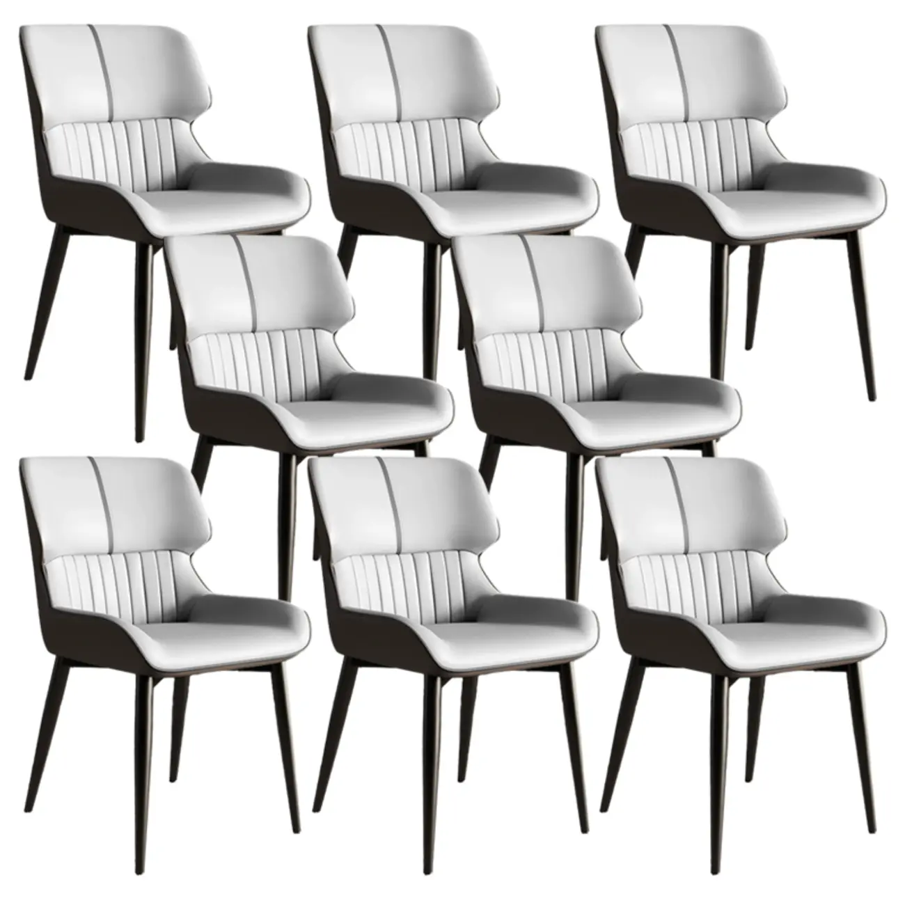 Leather Low Solid Back Armless Dining Side Chair Image - 28 | homeyfad