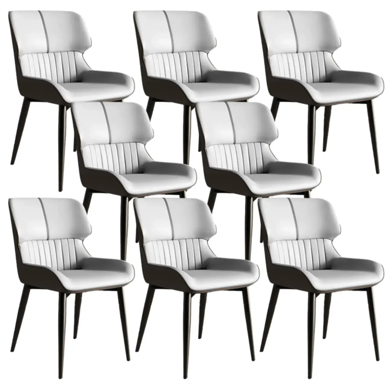 Leather Low Solid Back Armless Dining Side Chair Image - 28