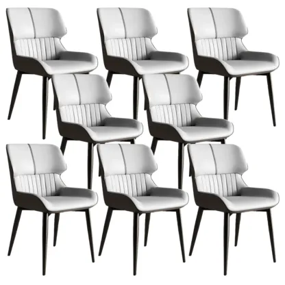 Leather Low Solid Back Armless Dining Side Chair Image - 28