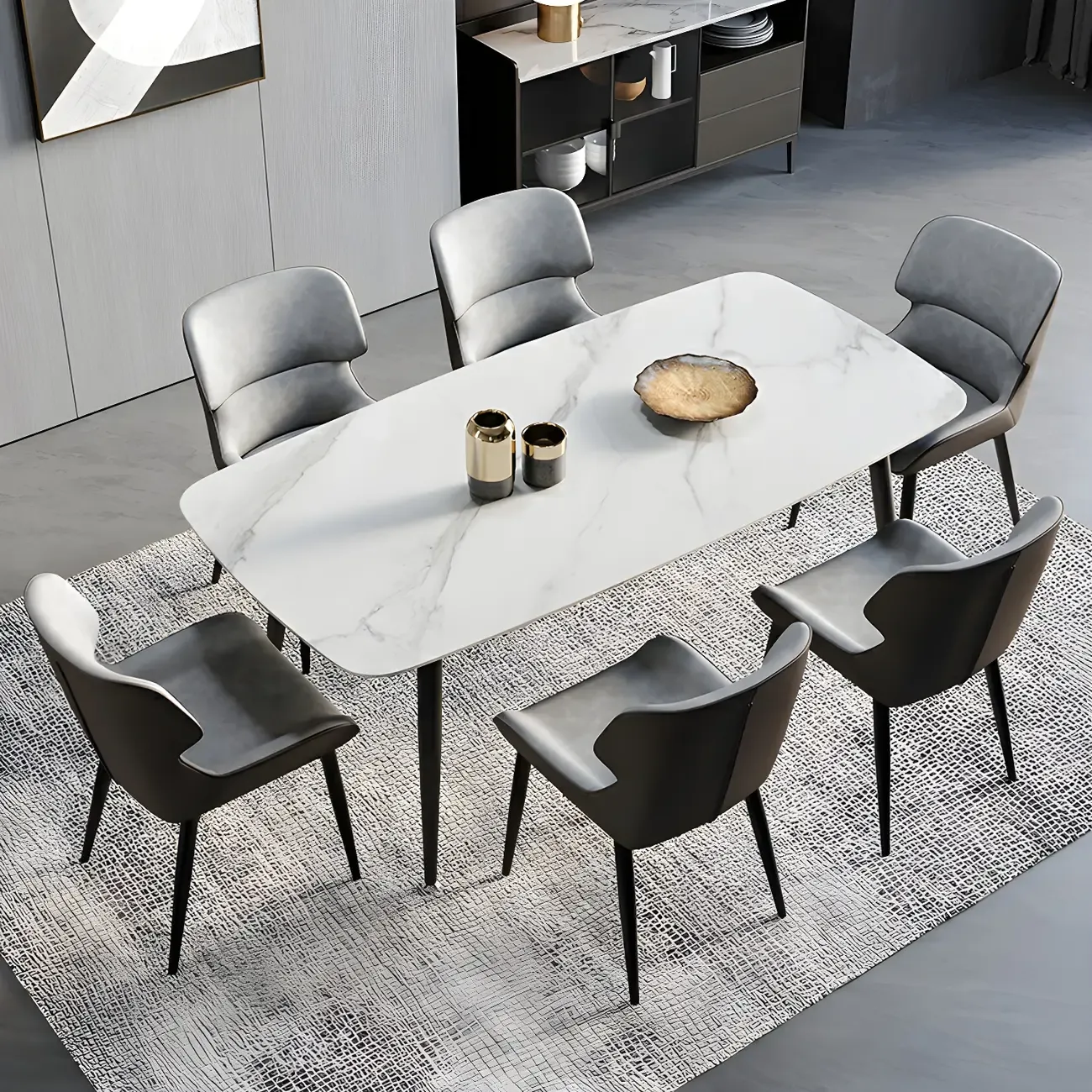 Leather Low Solid Back Armless Dining Side Chair Image - 5