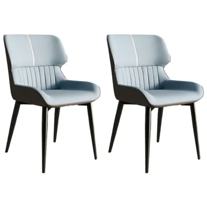 Leather Low Solid Back Armless Dining Side Chair Image - 29