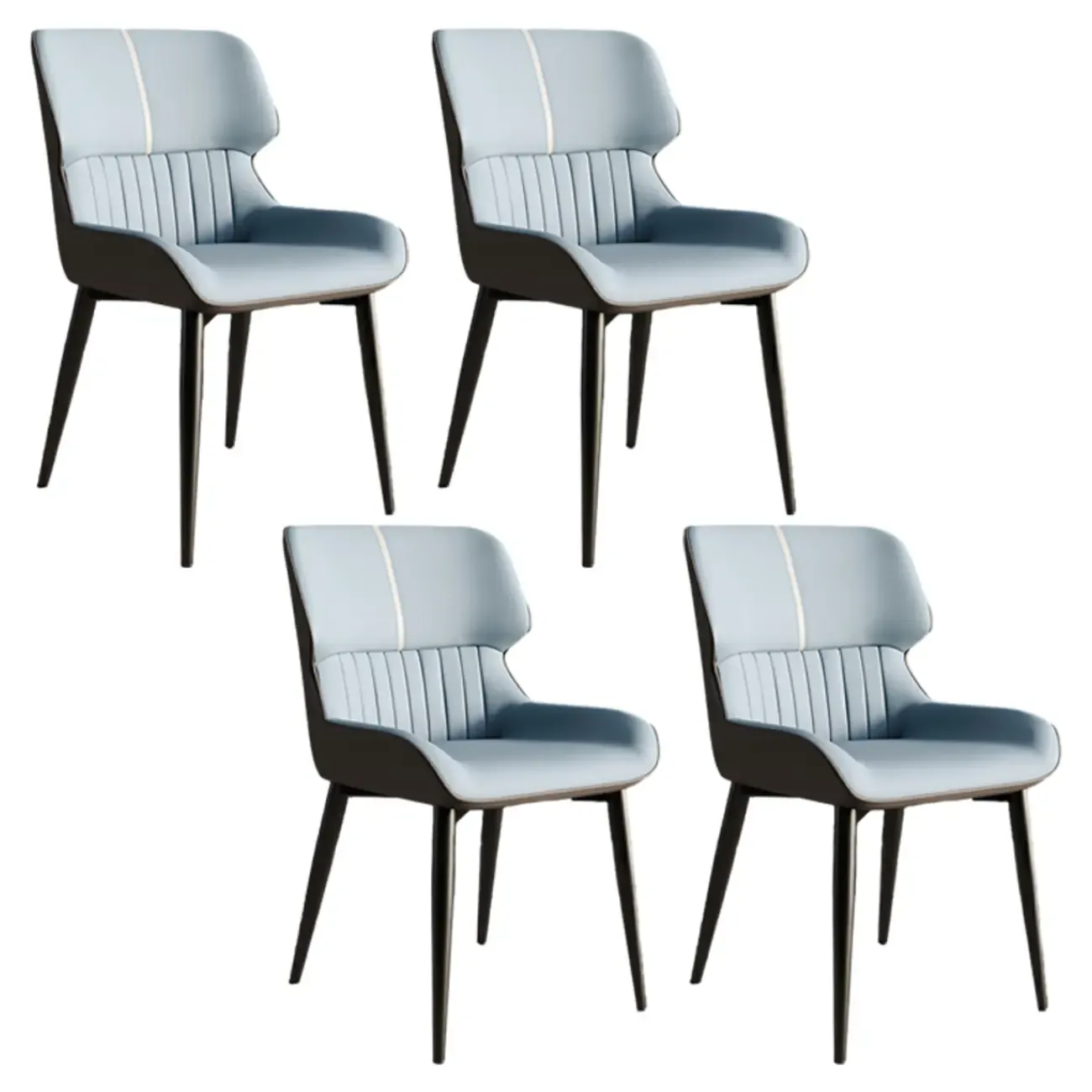 Leather Low Solid Back Armless Dining Side Chair Image - 30