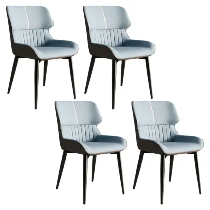 Leather Low Solid Back Armless Dining Side Chair Image - 30