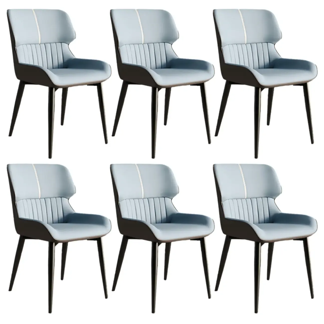 Leather Low Solid Back Armless Dining Side Chair Image - 31