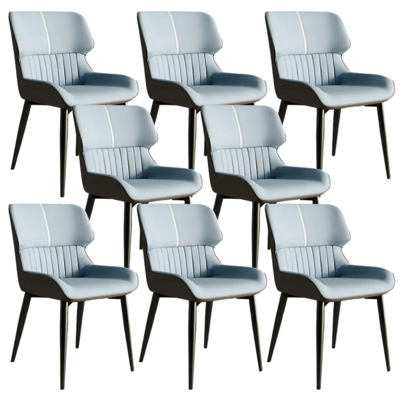 Leather Low Solid Back Armless Dining Side Chair Image - 32