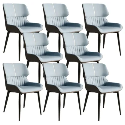 Leather Low Solid Back Armless Dining Side Chair Image - 32