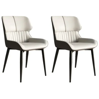 Leather Low Solid Back Armless Dining Side Chair Image - 33