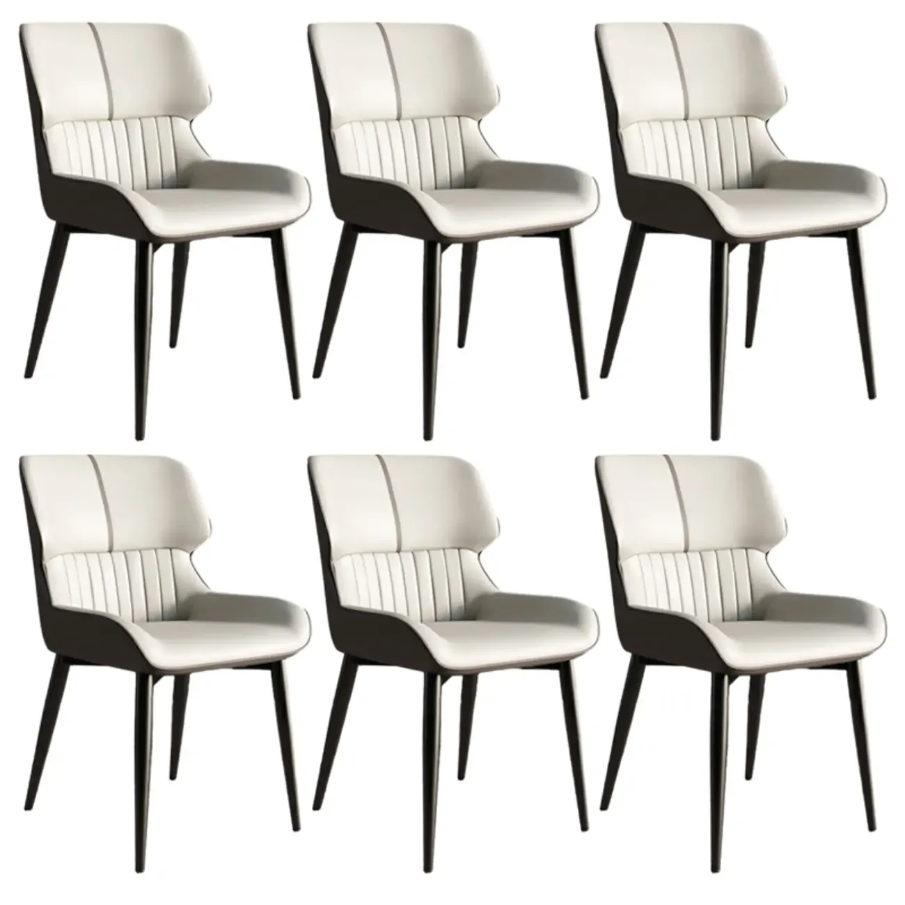 Leather Low Solid Back Armless Dining Side Chair Image - 35