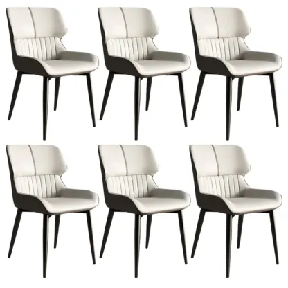 Leather Low Solid Back Armless Dining Side Chair Image - 35