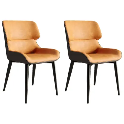 Leather Low Solid Back Armless Dining Side Chair Image - 37