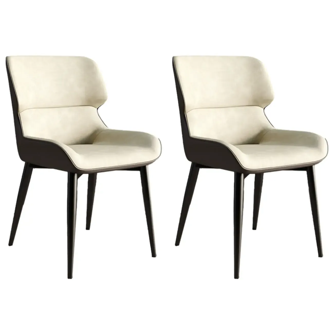 Leather Low Solid Back Armless Dining Side Chair Image - 41