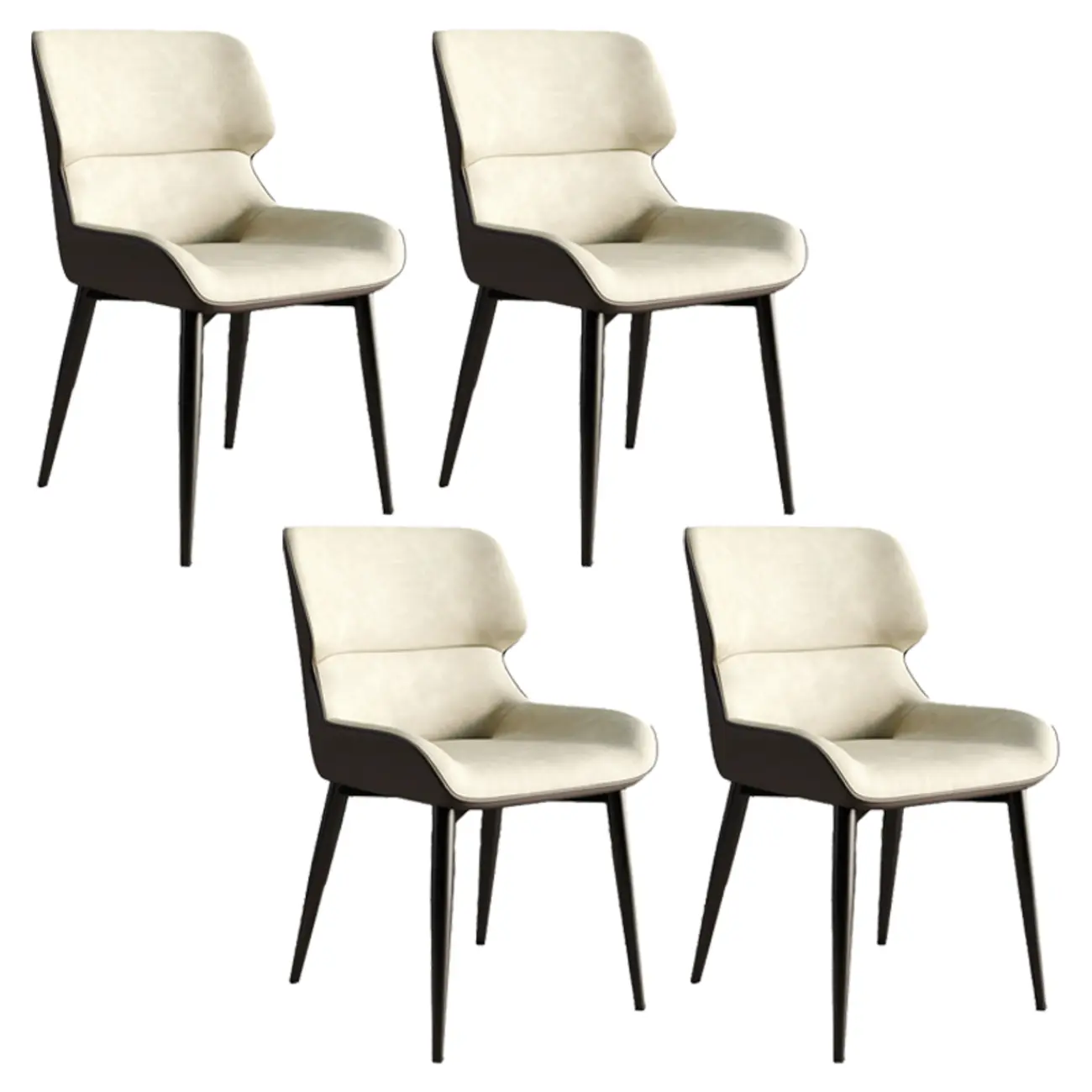 Leather Low Solid Back Armless Dining Side Chair Image - 42 | homeyfad