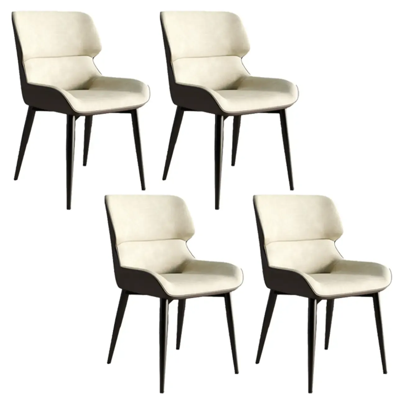 Leather Low Solid Back Armless Dining Side Chair Image - 42