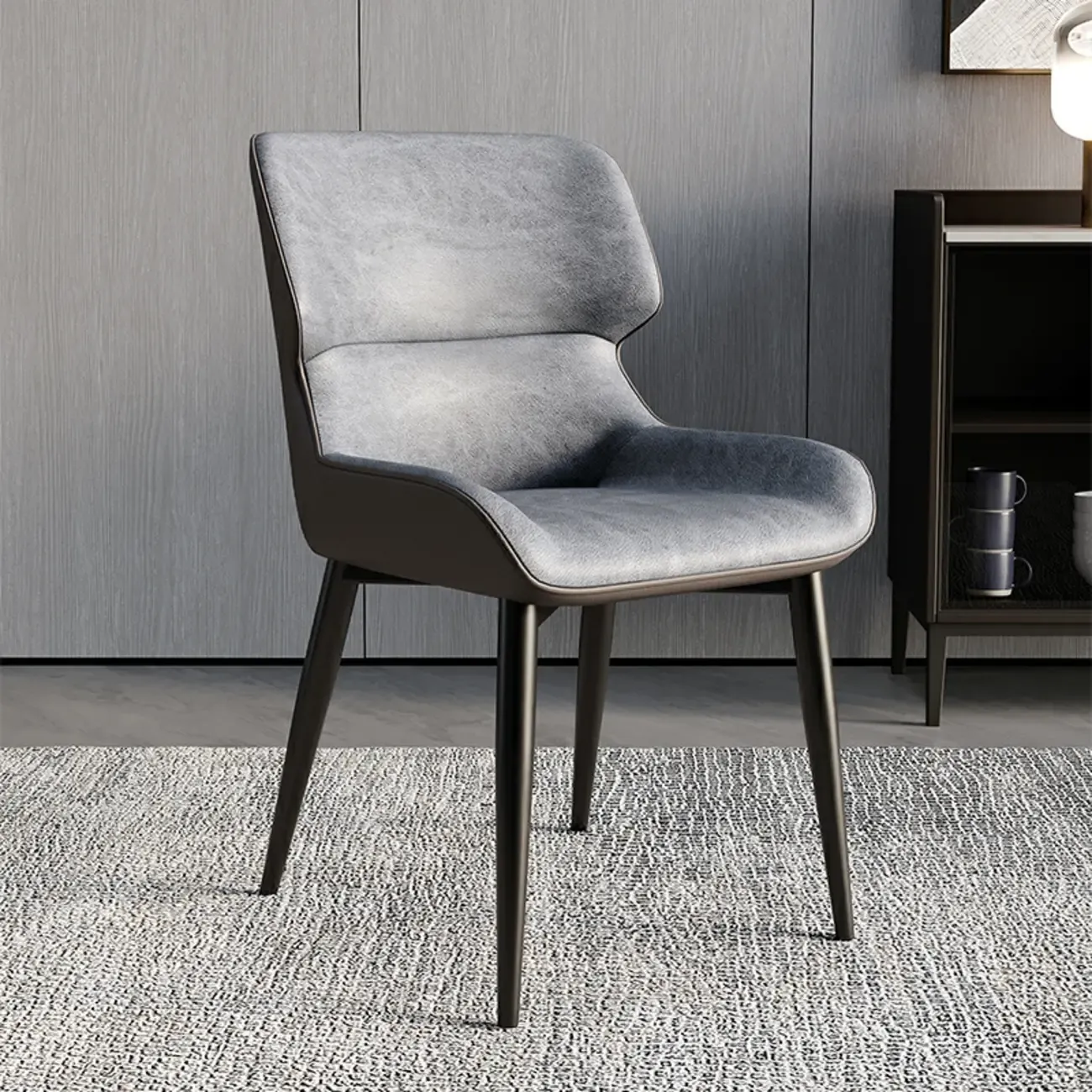 Leather Low Solid Back Armless Dining Side Chair Image - 18