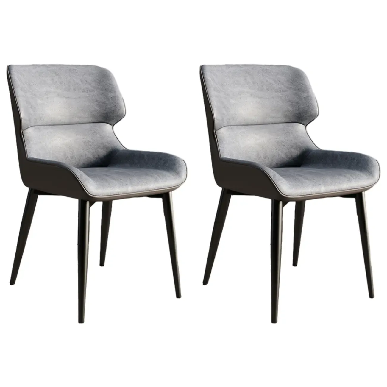 Leather Low Solid Back Armless Dining Side Chair Image - 49