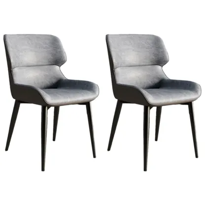 Leather Low Solid Back Armless Dining Side Chair Image - 49