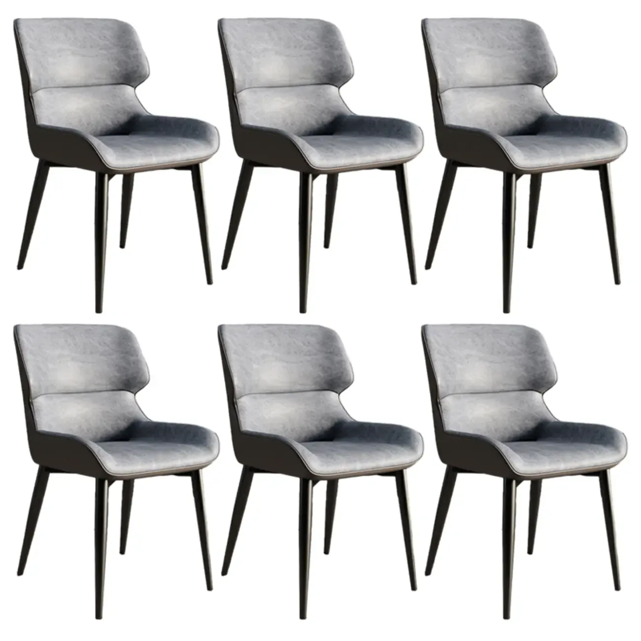 Leather Low Solid Back Armless Dining Side Chair Image - 51