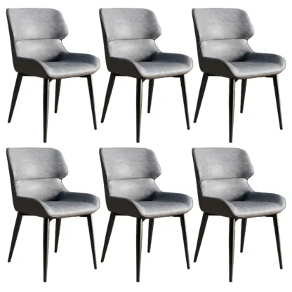 Leather Low Solid Back Armless Dining Side Chair Image - 51