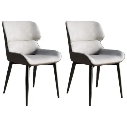 Leather Low Solid Back Armless Dining Side Chair Image - 53