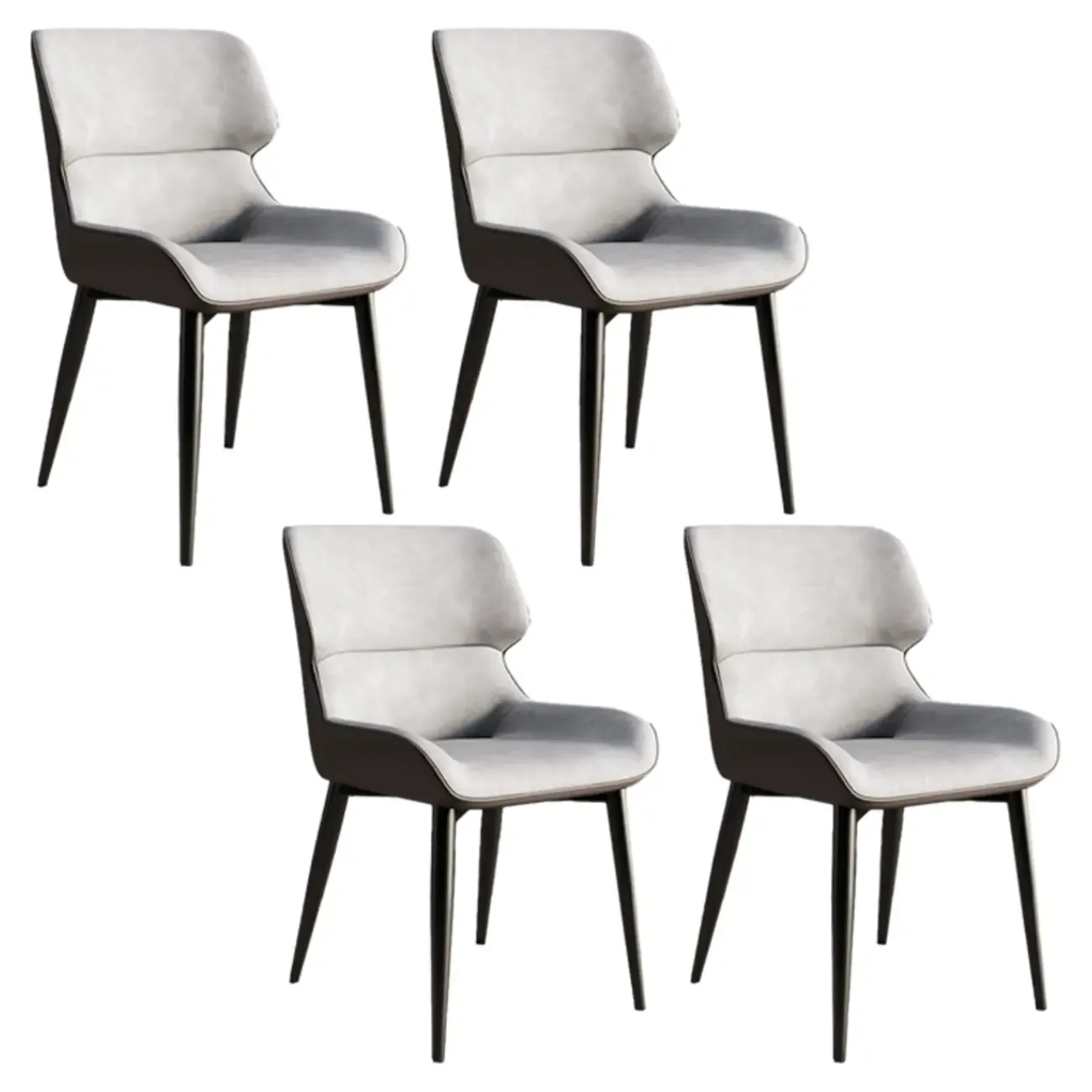 Leather Low Solid Back Armless Dining Side Chair Image - 54