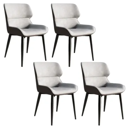 Leather Low Solid Back Armless Dining Side Chair Image - 54