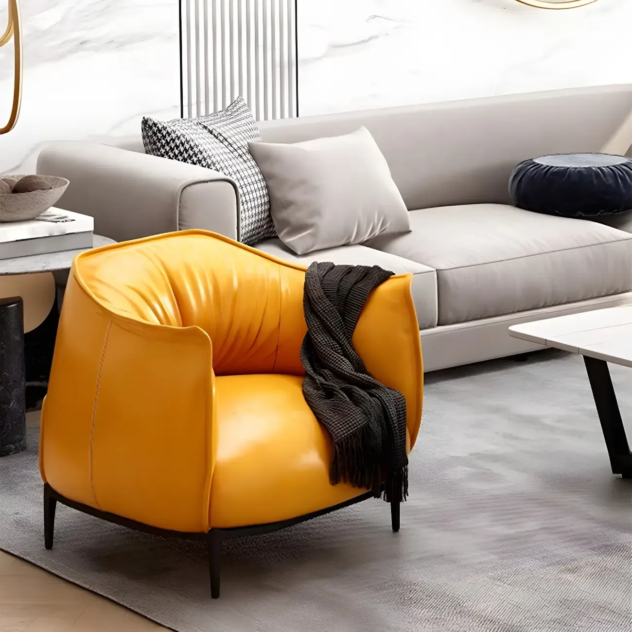 Stylish Leather Accent Chair with Arms in 4-Color for Living Room Image - 1