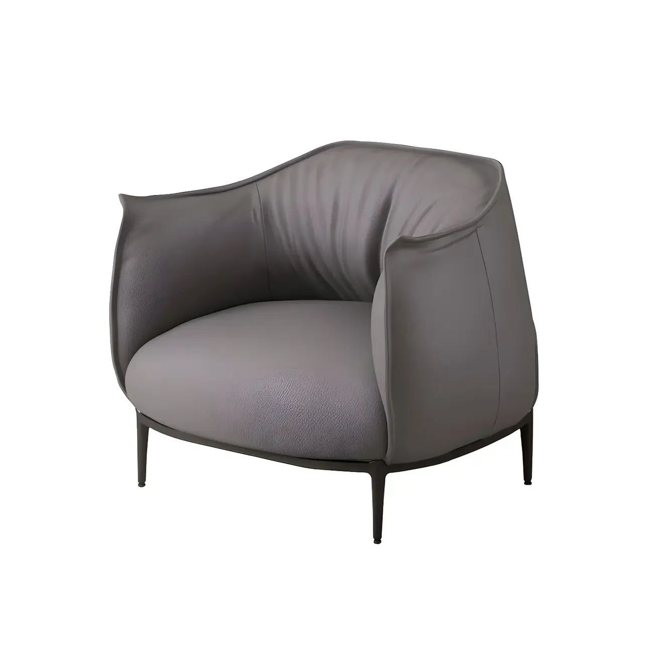 Stylish Leather Accent Chair with Arms in 4-Color for Living Room Image - 4
