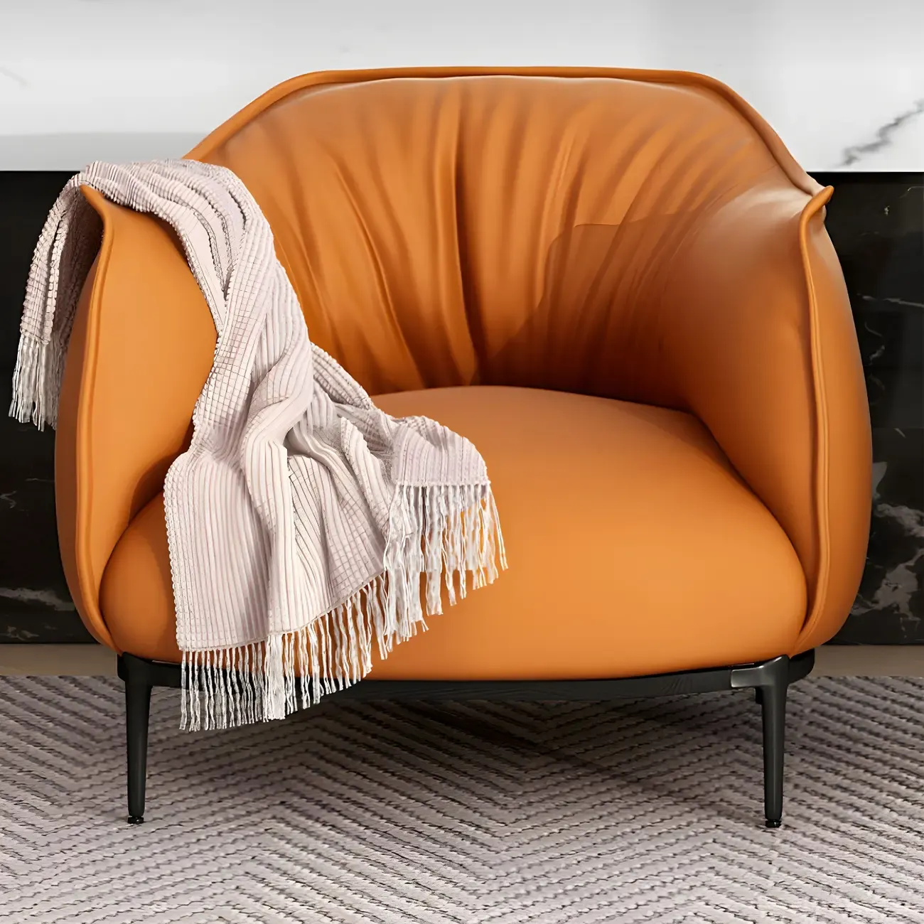 Stylish Leather Accent Chair with Arms in 4-Color for Living Room Image - 6
