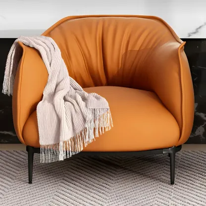 Stylish Leather Accent Chair with Arms in 4-Color for Living Room Image - 6