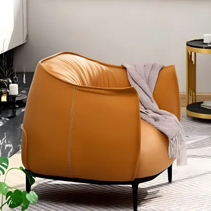 Stylish Leather Accent Chair with Arms in 4-Color for Living Room Image - 14