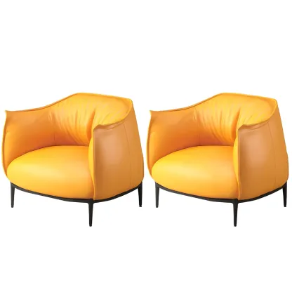 Stylish Leather Accent Chair with Arms in 4-Color for Living Room Image - 16