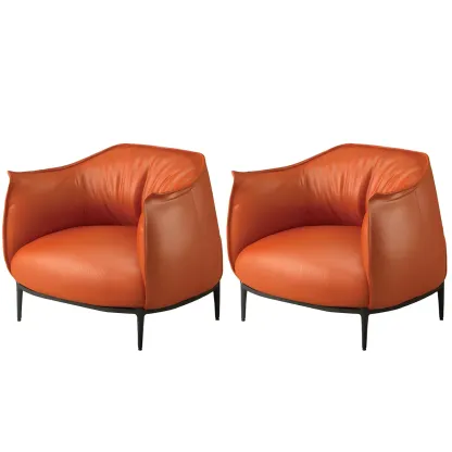 Stylish Leather Accent Chair with Arms in 4-Color for Living Room Image - 21