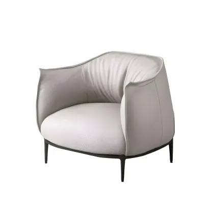 Stylish Leather Accent Chair with Arms in 4-Color for Living Room Image - 24