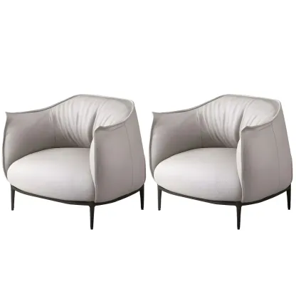 Stylish Leather Accent Chair with Arms in 4-Color for Living Room Image - 25