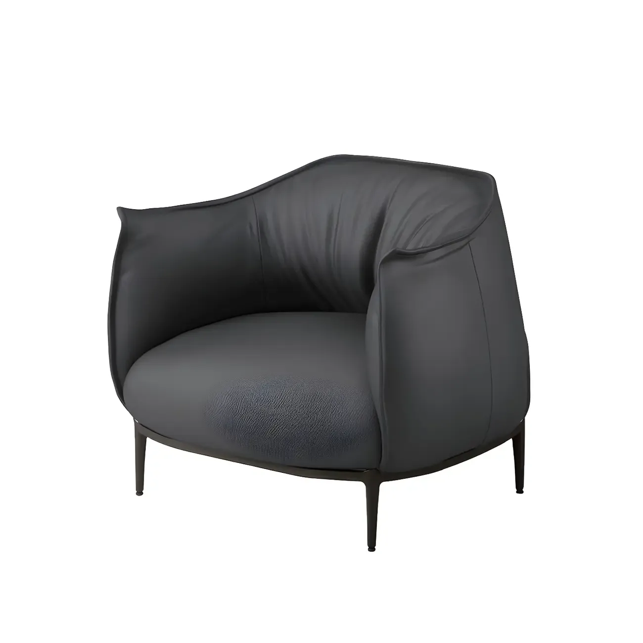 Stylish Leather Orange Accent Chair with Arms - HomeyFad