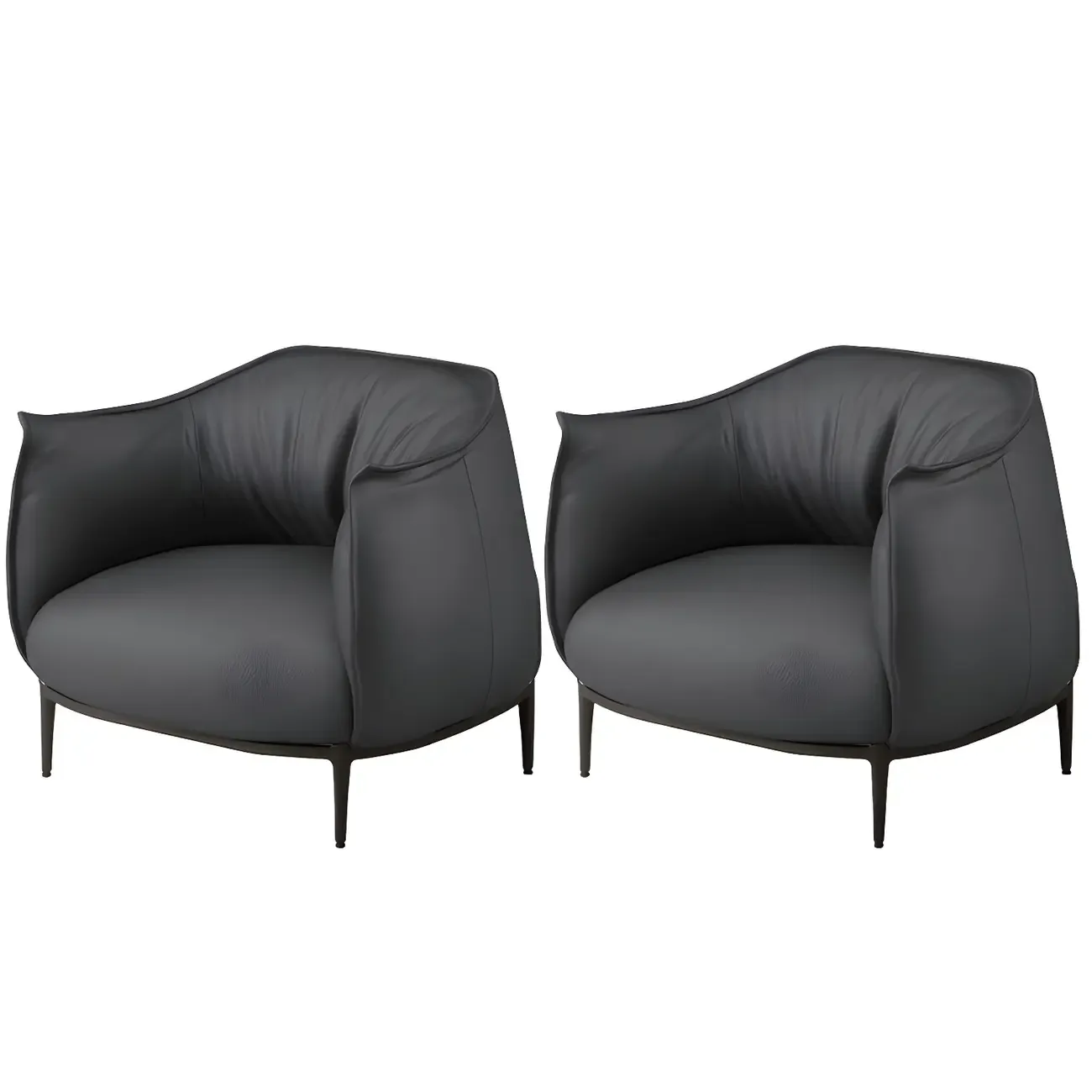 Stylish Leather Accent Chair with Arms in 4-Color for Living Room Image - 27