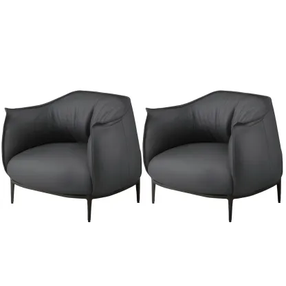 Stylish Leather Accent Chair with Arms in 4-Color for Living Room Image - 27