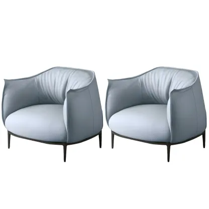 Stylish Leather Accent Chair with Arms in 4-Color for Living Room Image - 29