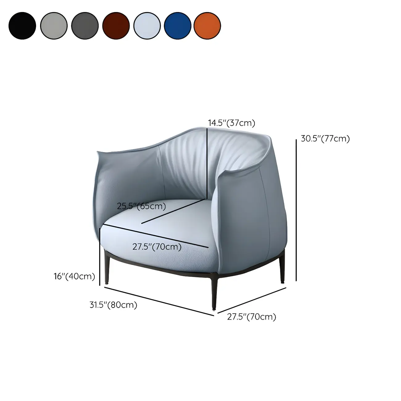 Stylish Leather Accent Chair with Arms in 4-Color for Living Room Image - 31 | homeyfad