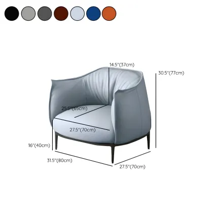Stylish Leather Accent Chair with Arms in 4-Color for Living Room Image - 31