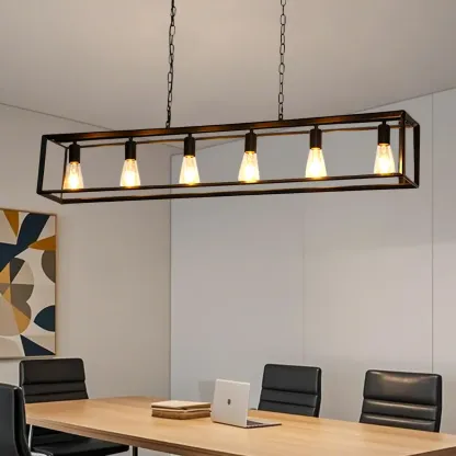 Traditional Brass Metal 6-light Island Pendant Light for Kitchen Image - 3