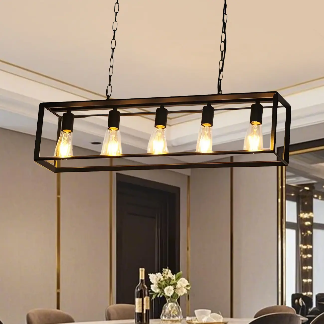 Traditional Brass Metal 6-light Island Pendant Light for Kitchen Image - 5 | homeyfad