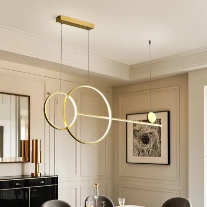 Large Gold Circular LED Island Pendant Light for Kitchen Image - 2