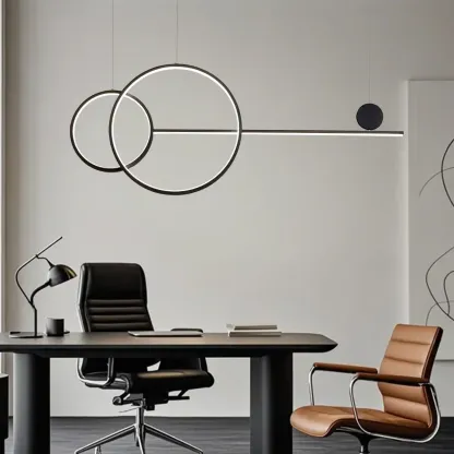 Large Gold Circular LED Island Pendant Light for Kitchen Image - 4