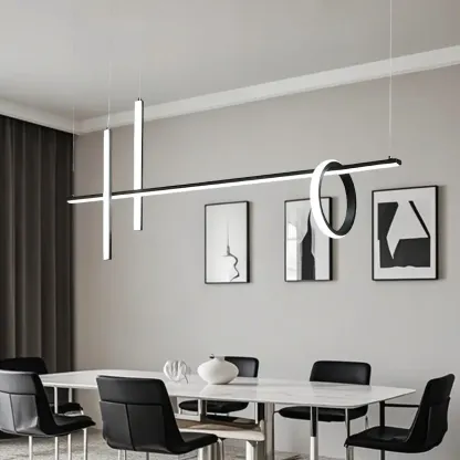 Modern Black LED Linear Kitchen Island Pendant Light Image - 1
